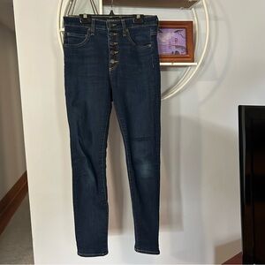 Veronica Beard Jeans Button Fly High Rise 27/4 Prussian Blue